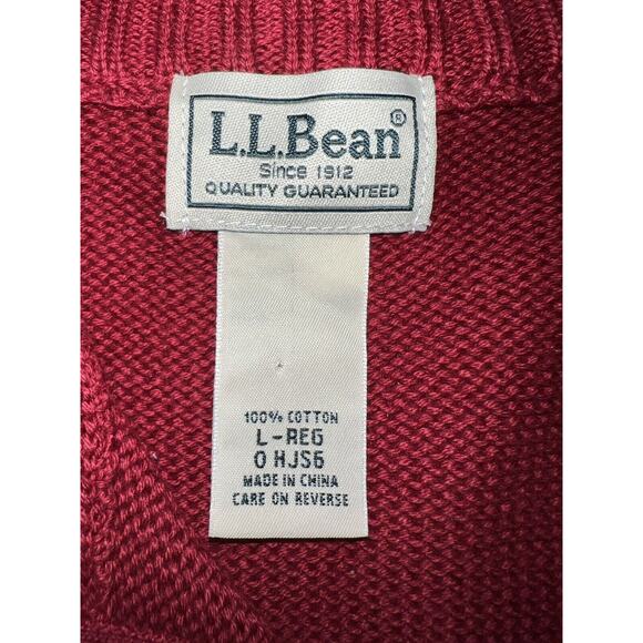 LL Bean Sweater Men’s Size L Red 1/4 Zip Pullover Mock Neck Long Sleeve Cotton - Picture 6 of 16